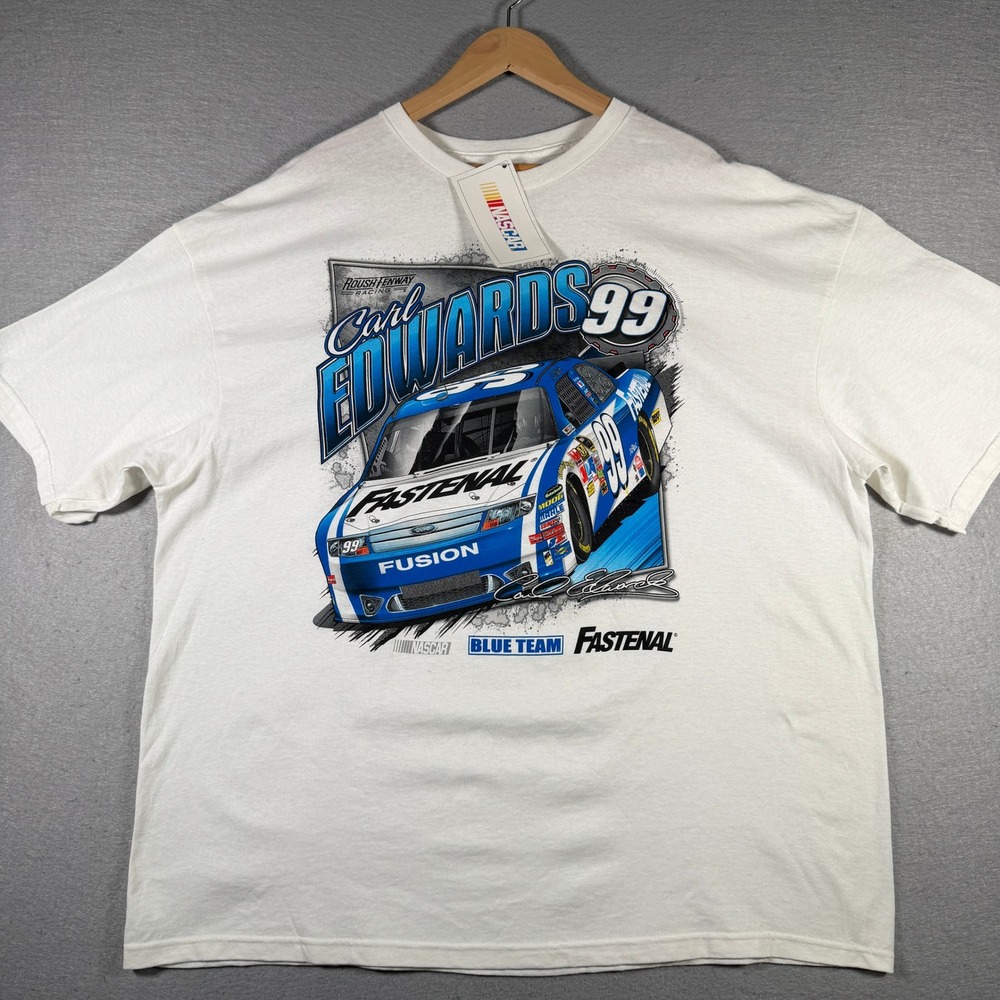 NASCAR‎ Carl Edwards 99 Fastenal Roush Fenway Racing T-Shirt White Men 3XL NWT
